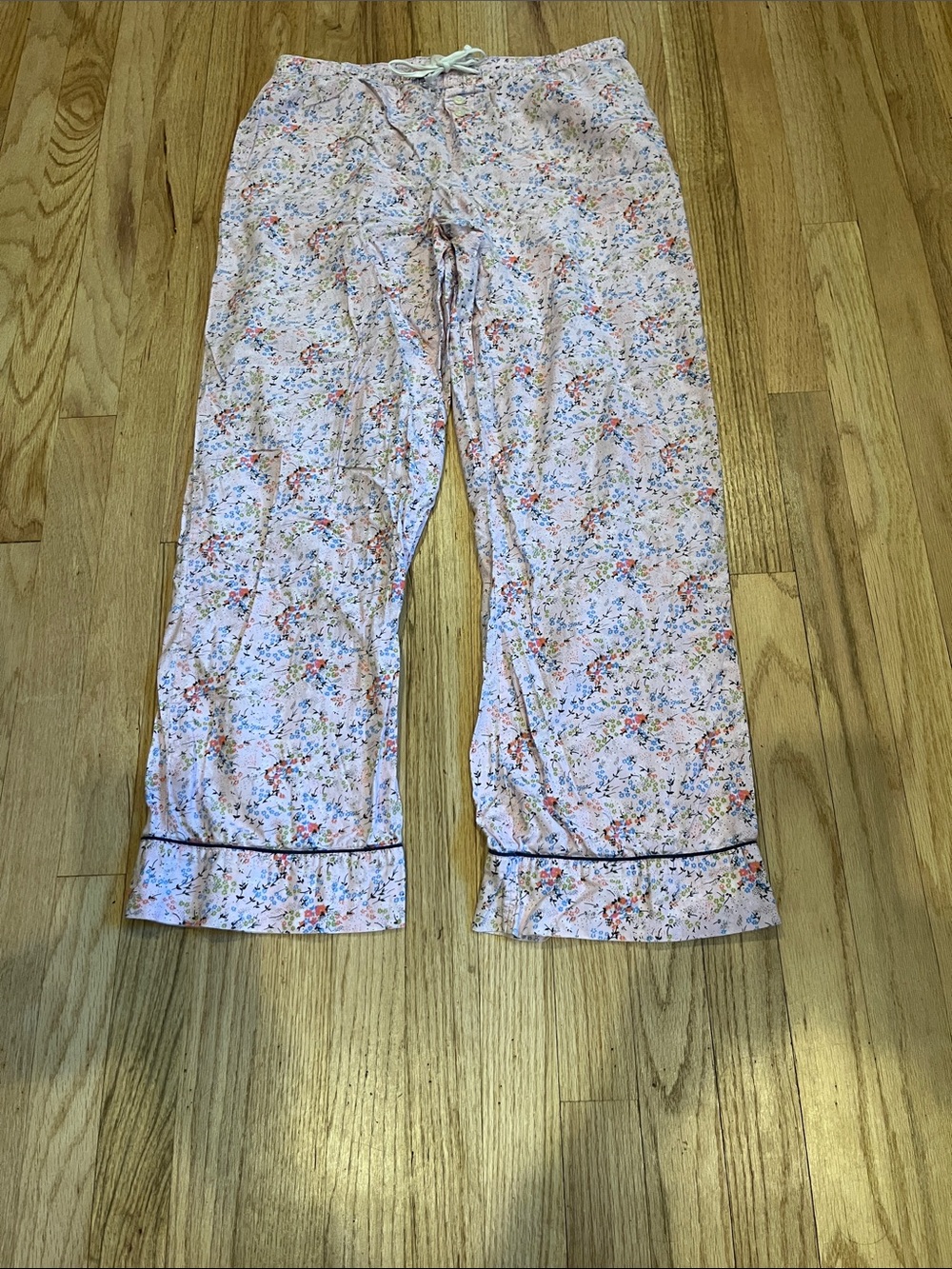 Floral Pink Drawstring Pajama Pants for Women